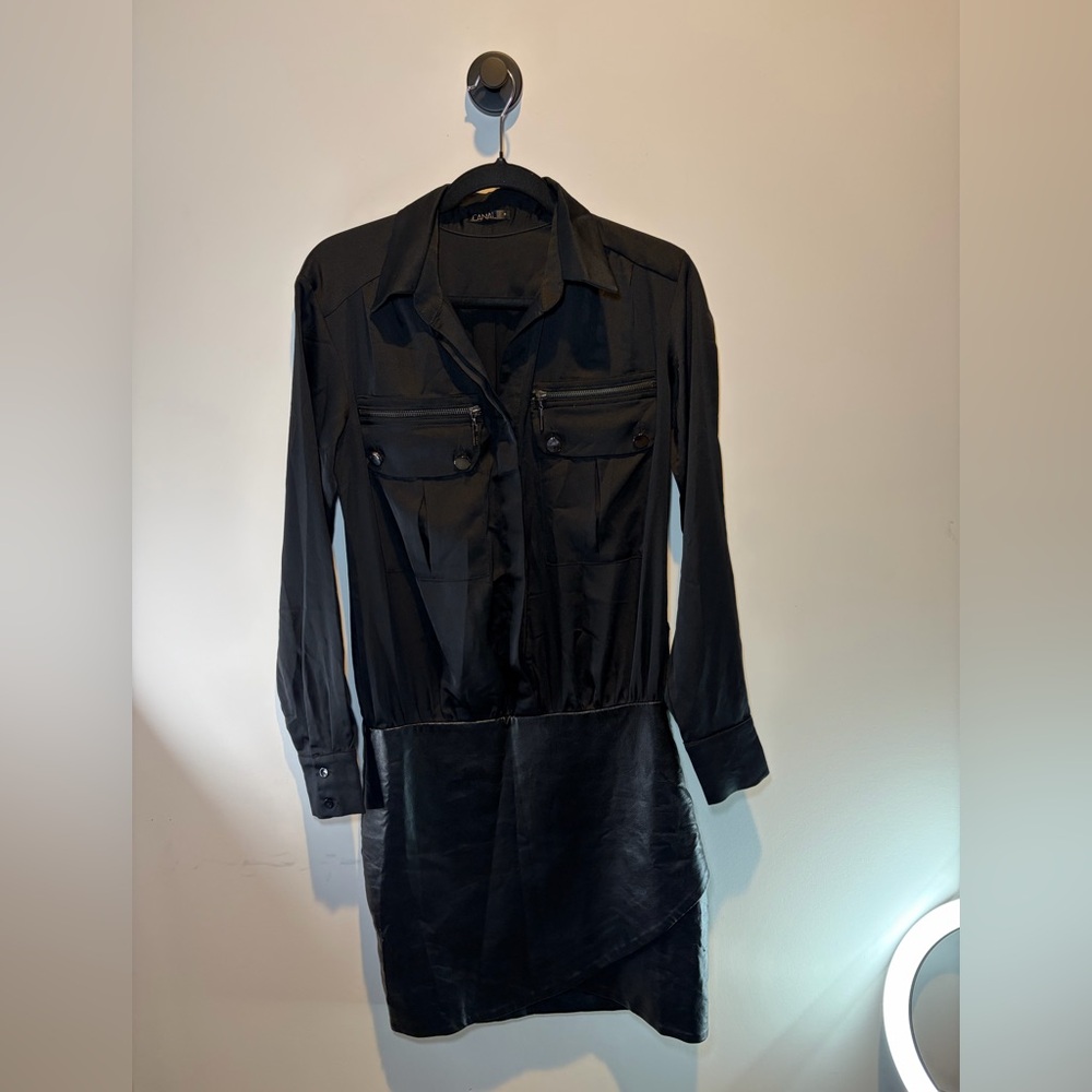 Canal‎ Black Dress with Leather Bottom